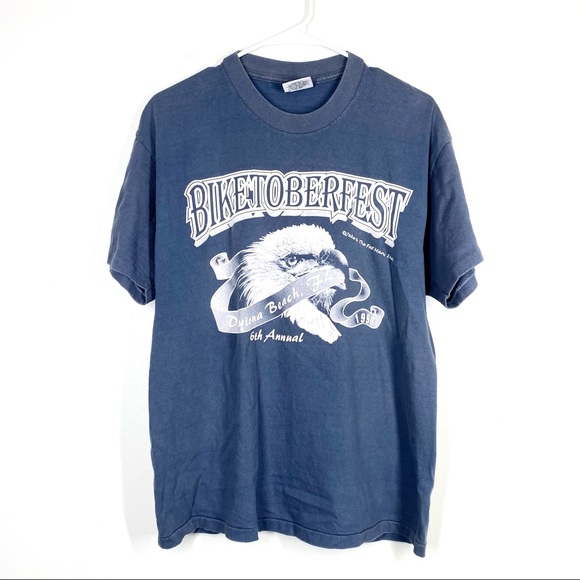 VINTAGE 1998 Biketoberfest Graphic Tee Biker Beer Daytona Beach Florida Large - Picture 1 of 5